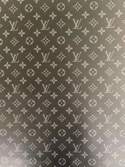 Classic LV vinyl crafting leather fabric For Handmade Shoes,Furniture ,Bike ,Bag and DIY Handicrafts By Yard (Black)