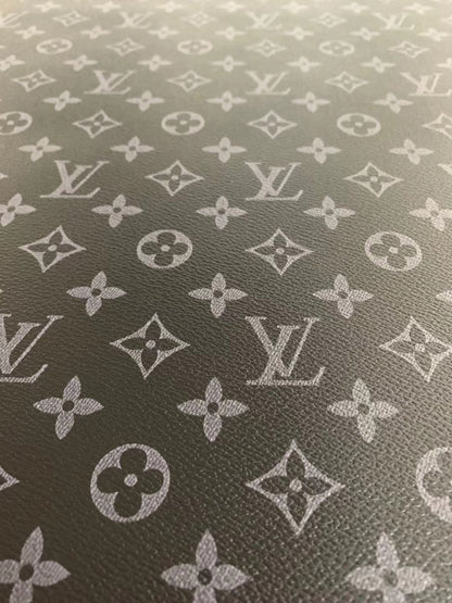 Classic LV vinyl crafting leather fabric For Handmade Shoes,Furniture ,Bike ,Bag and DIY Handicrafts By Yard (Black)