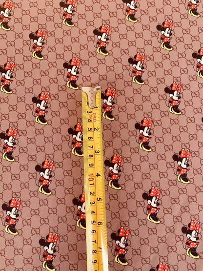 Fashion Gucci With Mouse Printing Fabric Clothes Fabric Mask Fabric Shoes Fabric Elastic fabric By Yards(Yellow)