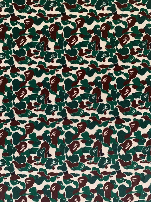 Bape Knitted Elastic Clothing Fabric,Handmade Clothes Fabric, Mask Fabric ,Cap Fabric, Scarf Fabric Bow Fabric (Green)