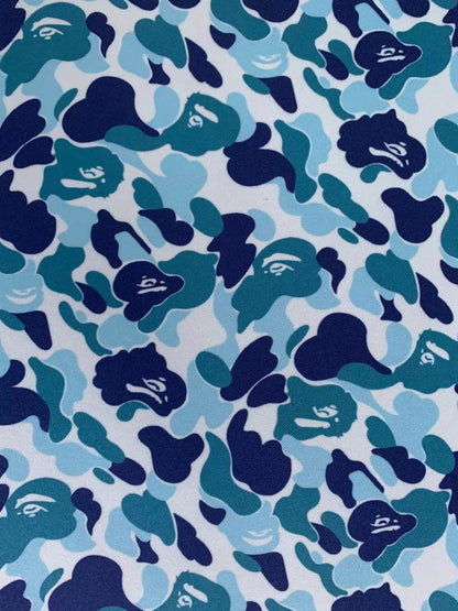 Bape Knitted Elastic Clothing Fabric,Handmade Clothes Fabric, Mask Fabric ,Cap Fabric, Scarf Fabric Bow Fabric (Blue)