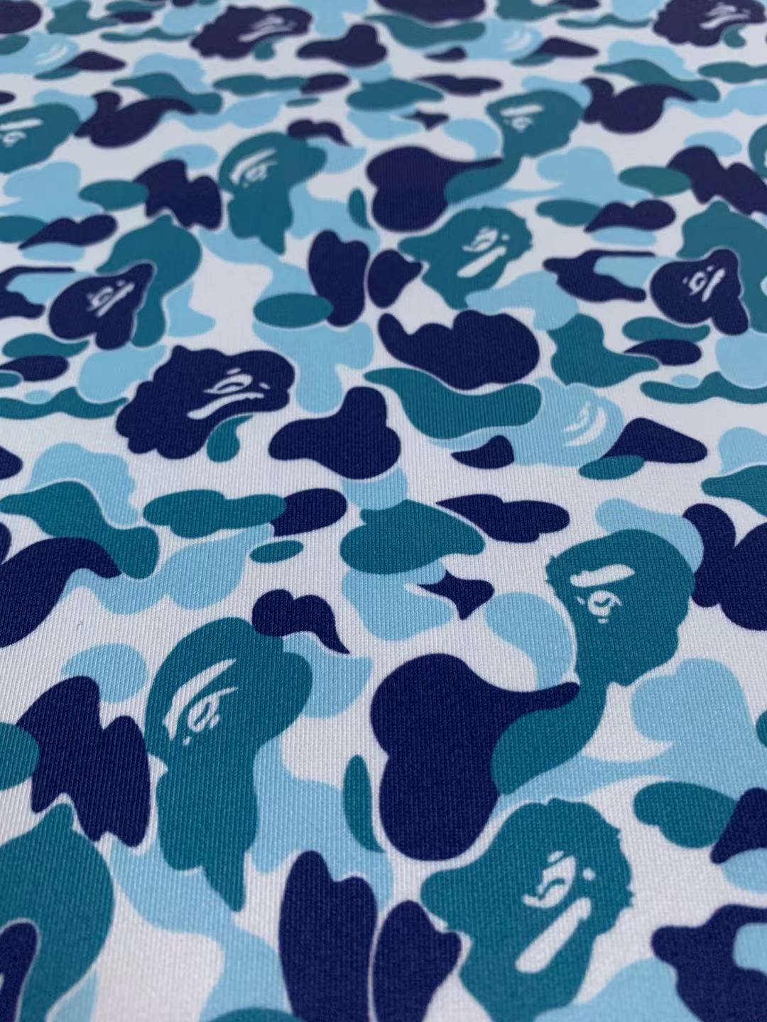 Bape Knitted Elastic Clothing Fabric,Handmade Clothes Fabric, Mask Fabric ,Cap Fabric, Scarf Fabric Bow Fabric (Blue)