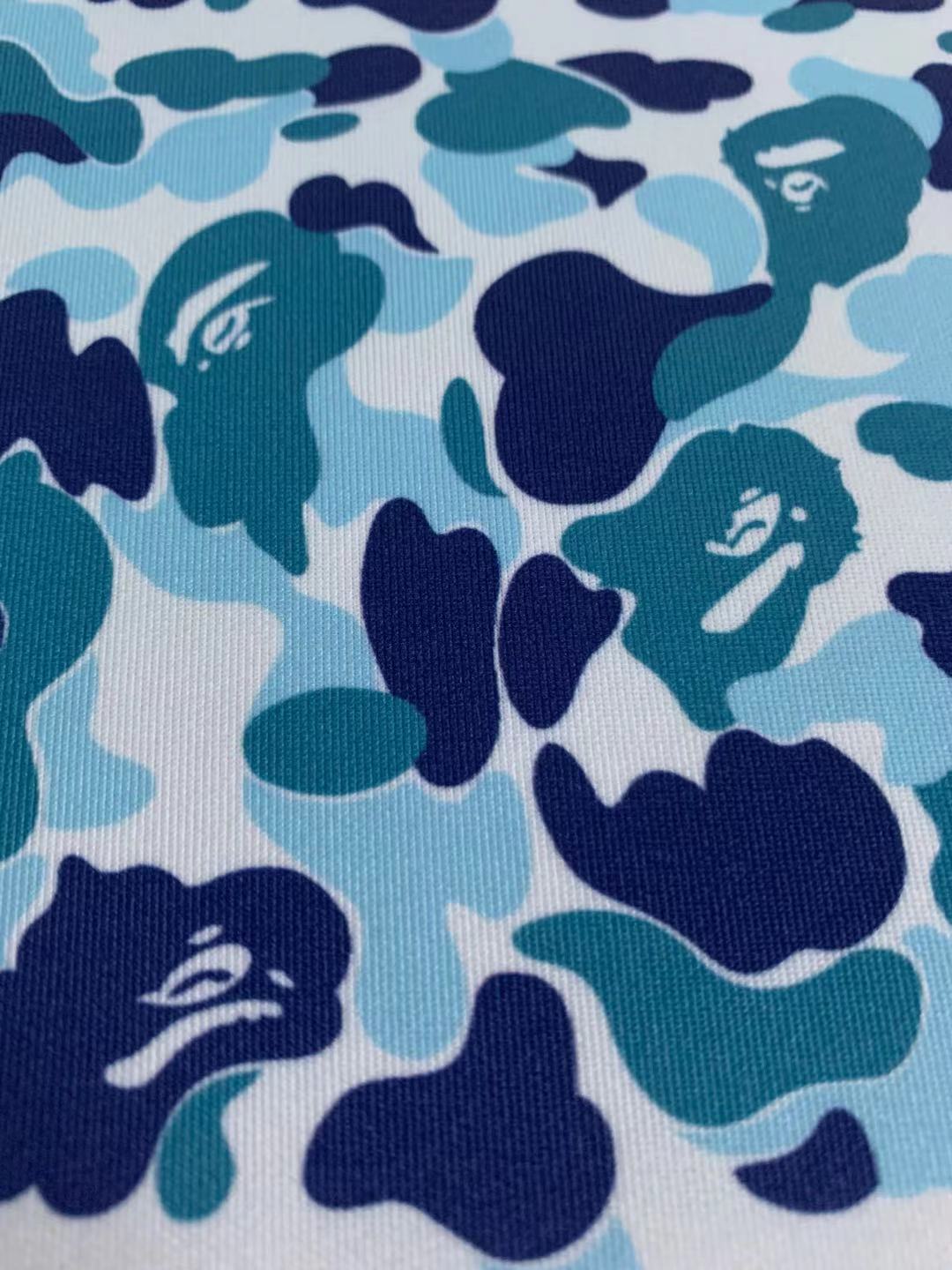 Bape Knitted Elastic Clothing Fabric,Handmade Clothes Fabric, Mask Fabric ,Cap Fabric, Scarf Fabric Bow Fabric (Blue)