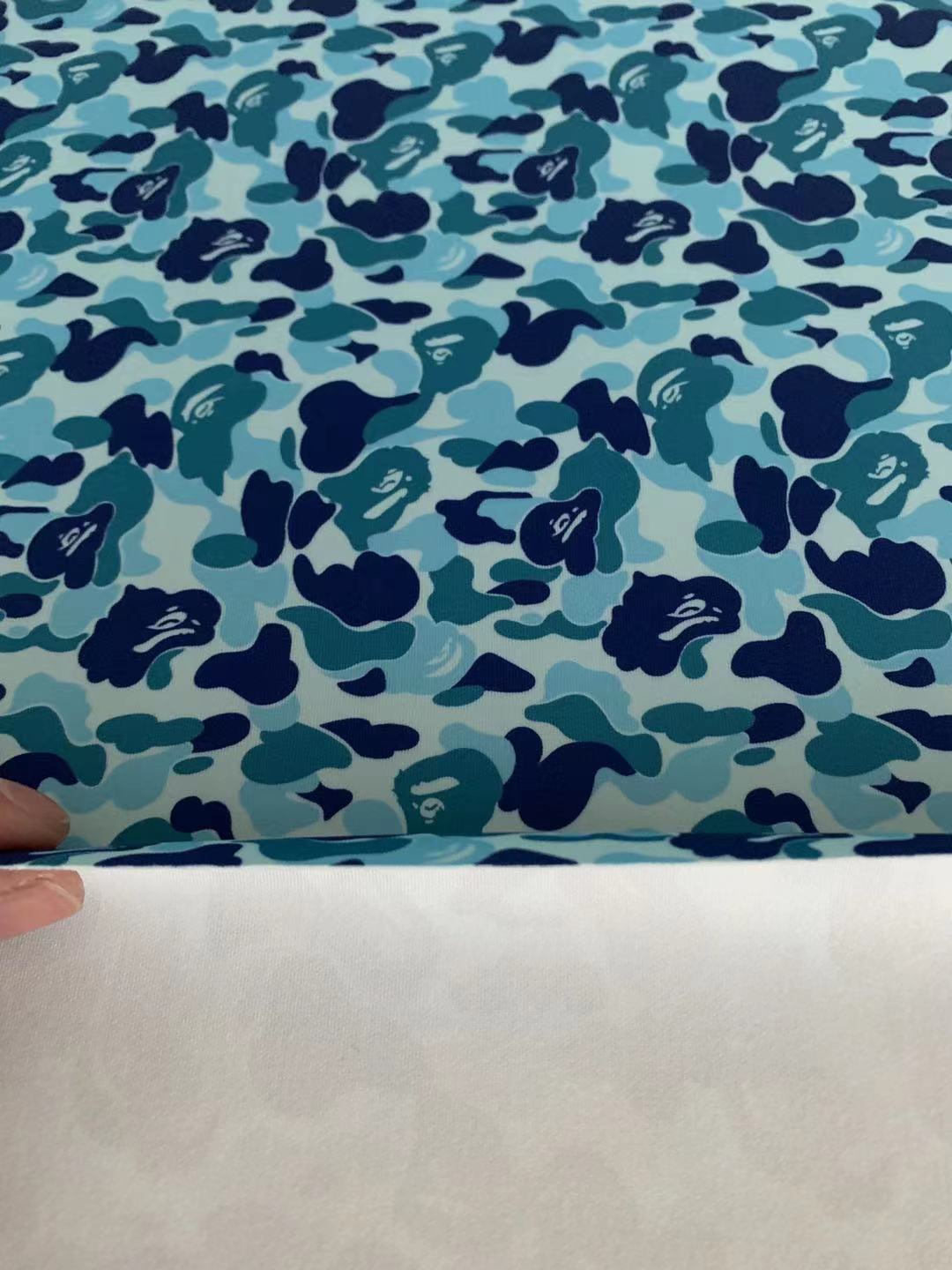 Bape Knitted Elastic Clothing Fabric,Handmade Clothes Fabric, Mask Fabric ,Cap Fabric, Scarf Fabric Bow Fabric (Blue)