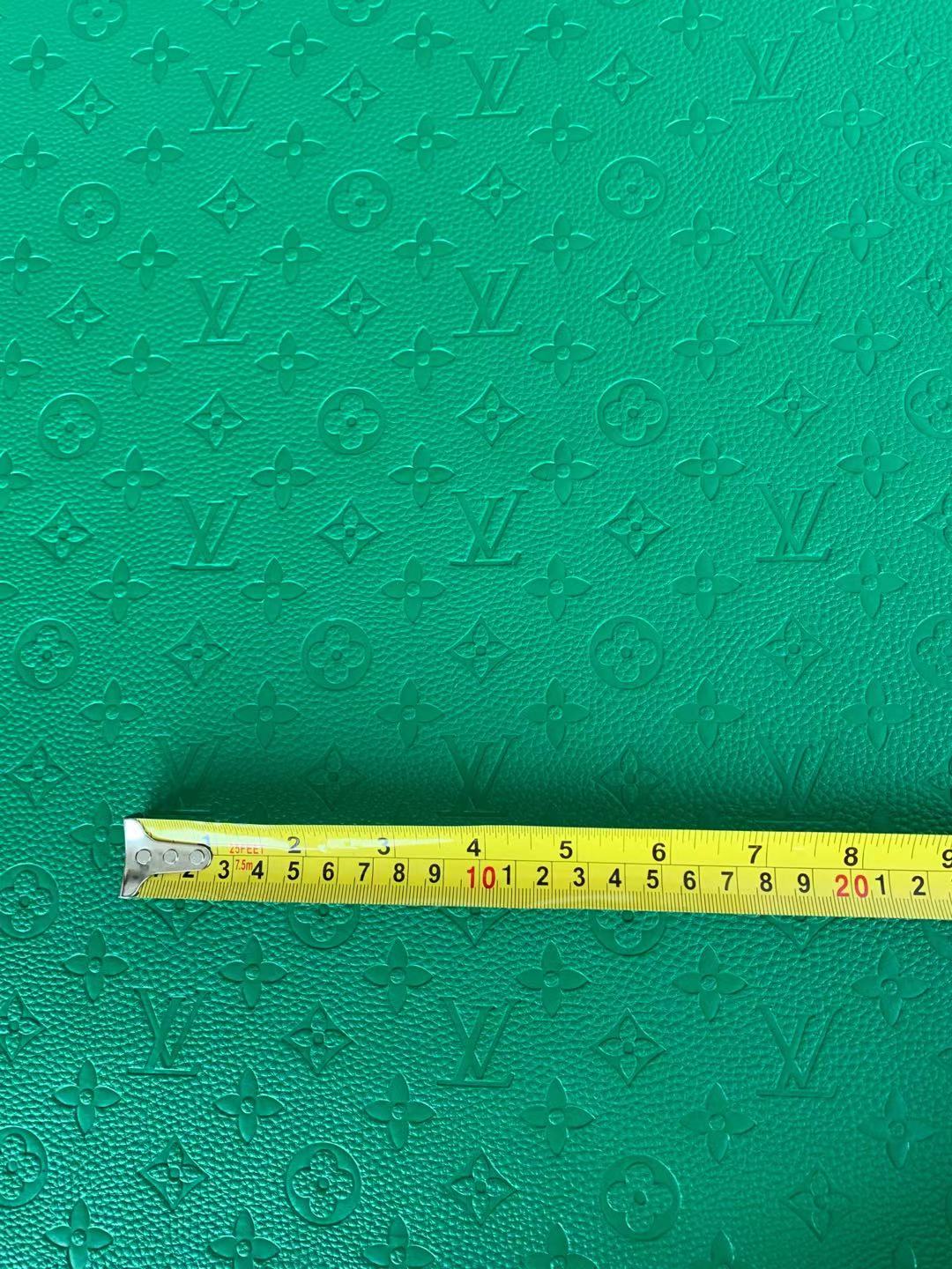 Fashion Embossed LV Crafting Leather Fabric For Handmade Bags and Shoes , Handicrafts  By Yards (Green)