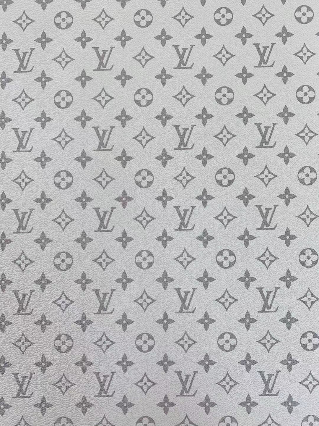 Classic LV vinyl crafting leather fabric For Handmade Shoes,Furniture ,Bike ,Bag and DIY Handicrafts By Yard  (White)