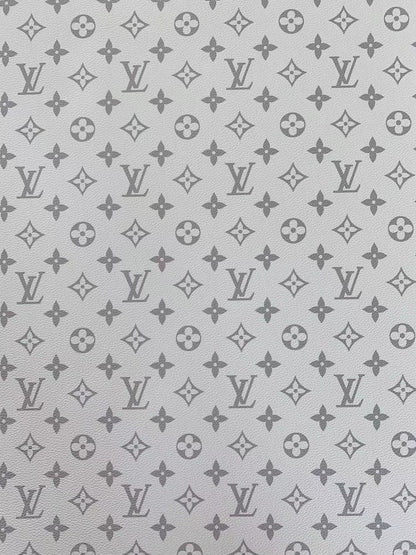 Classic LV vinyl crafting leather fabric For Handmade Shoes,Furniture ,Bike ,Bag and DIY Handicrafts By Yard  (White)