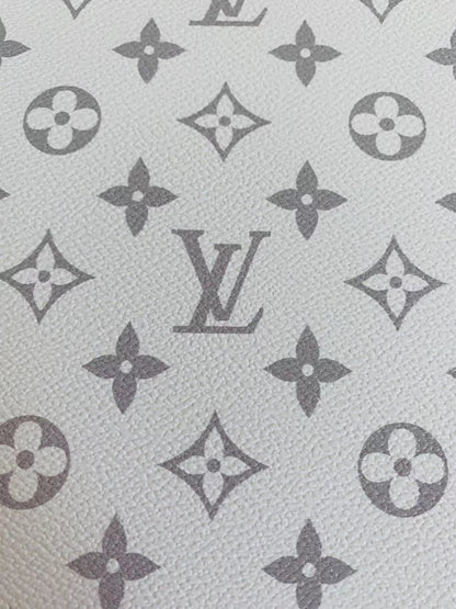 Classic LV vinyl crafting leather fabric For Handmade Shoes,Furniture ,Bike ,Bag and DIY Handicrafts By Yard  (White)