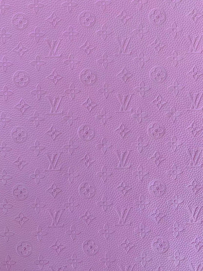 Fashion Embossed LV Crafting Leather Fabric For Handmade Bags ,Shoe and DIY Handicrafts By Yards (Purple)