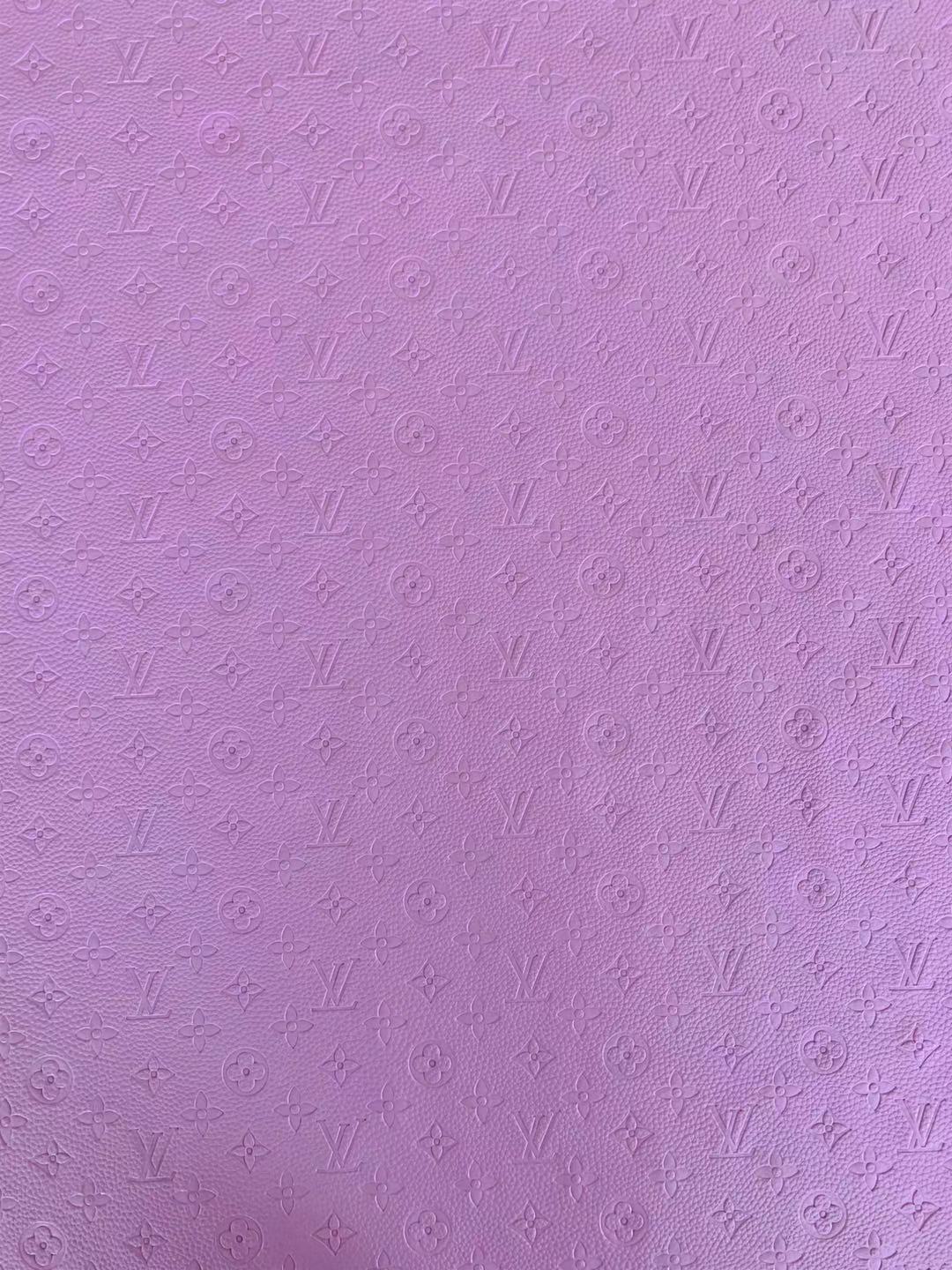 Fashion Embossed LV Crafting Leather Fabric For Handmade Bags ,Shoe and DIY Handicrafts By Yards (Purple)