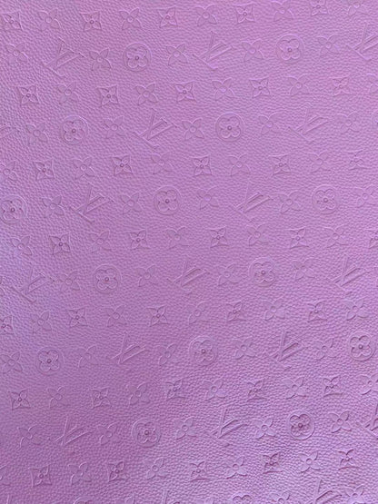 Fashion Embossed LV Crafting Leather Fabric For Handmade Bags ,Shoe and DIY Handicrafts By Yards (Purple)