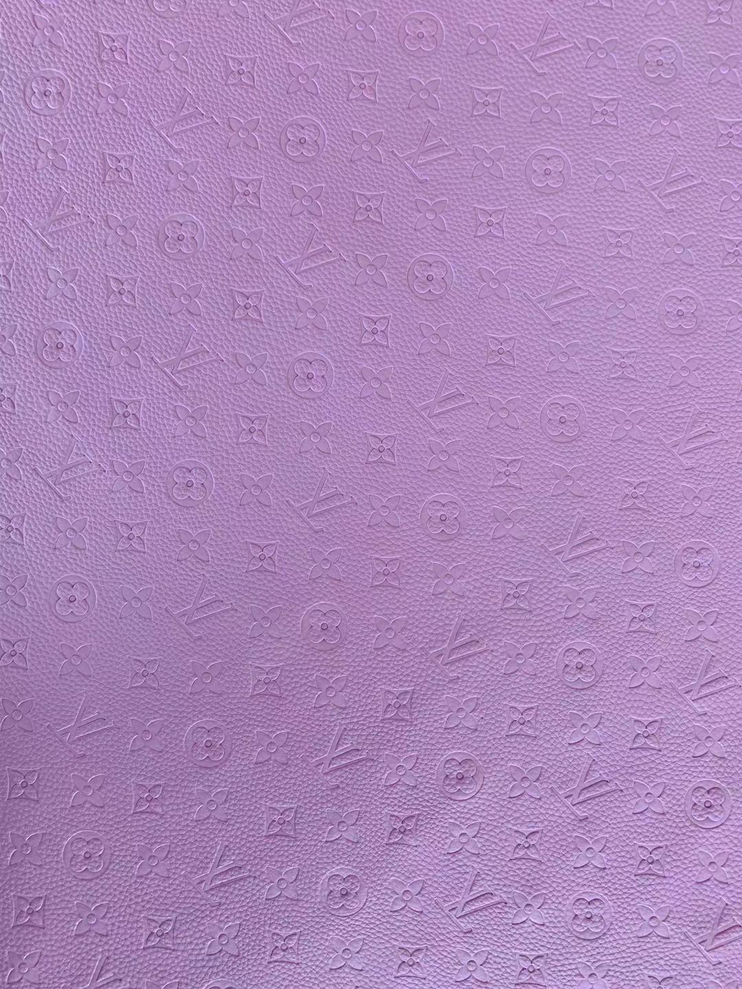 Fashion Embossed LV Crafting Leather Fabric For Handmade Bags ,Shoe and DIY Handicrafts By Yards (Purple)