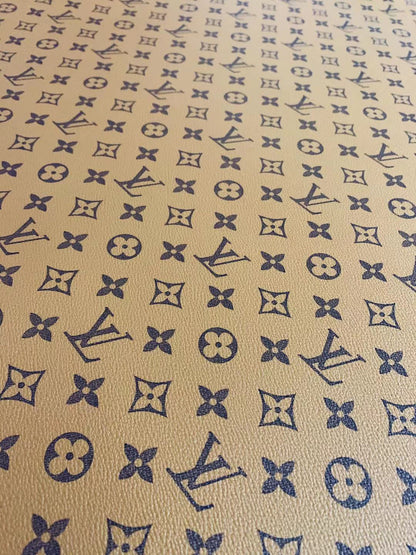 Classic LV vinyl crafting leather fabric For Handmade Shoes,Furniture ,Bike ,Bag and DIY Handicrafts By Yard (Khaki)