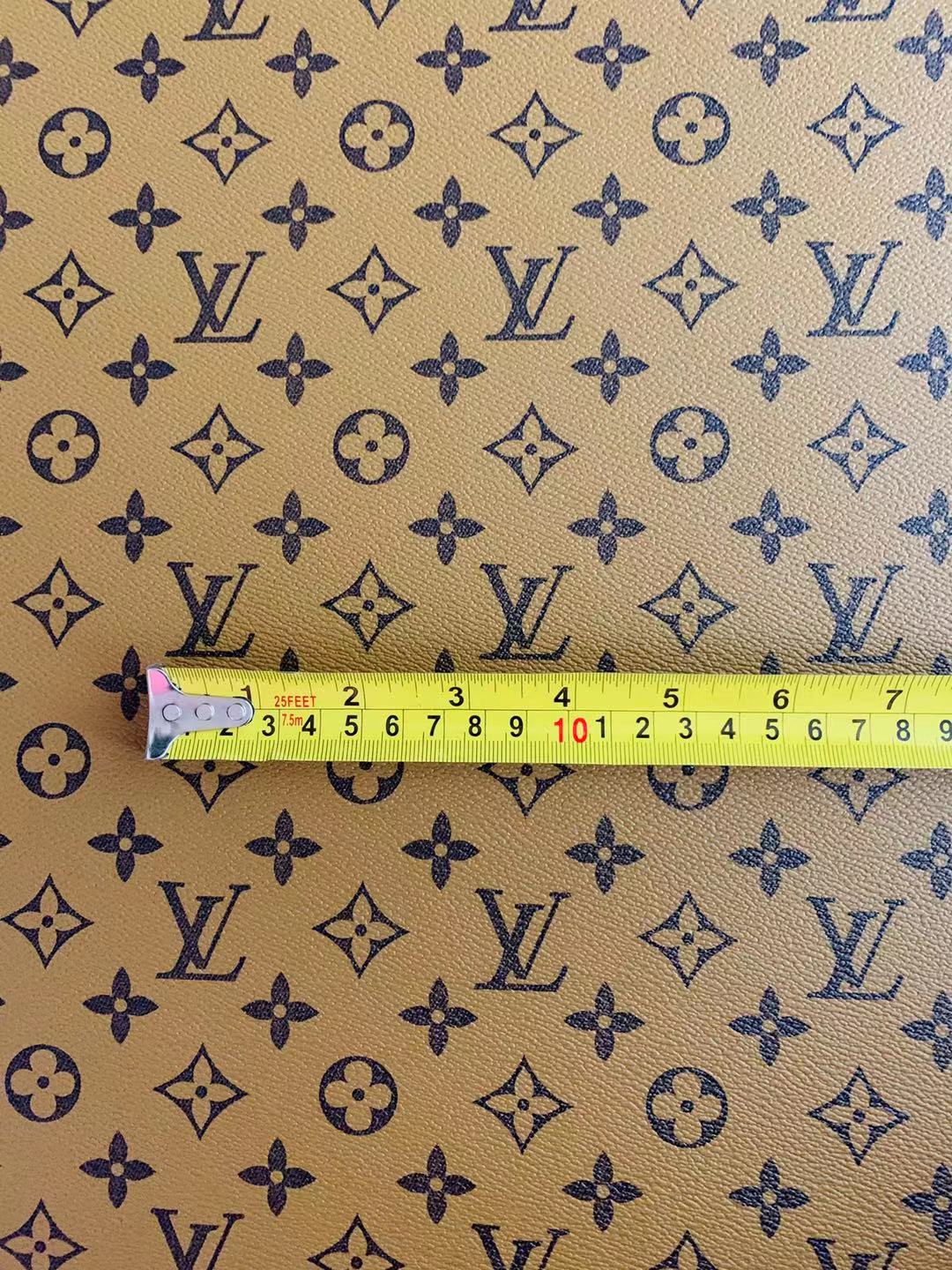 Classic LV vinyl crafting leather fabric For Handmade Shoes,Furniture ,Bike ,Bag and DIY Handicrafts By Yard (Khaki)