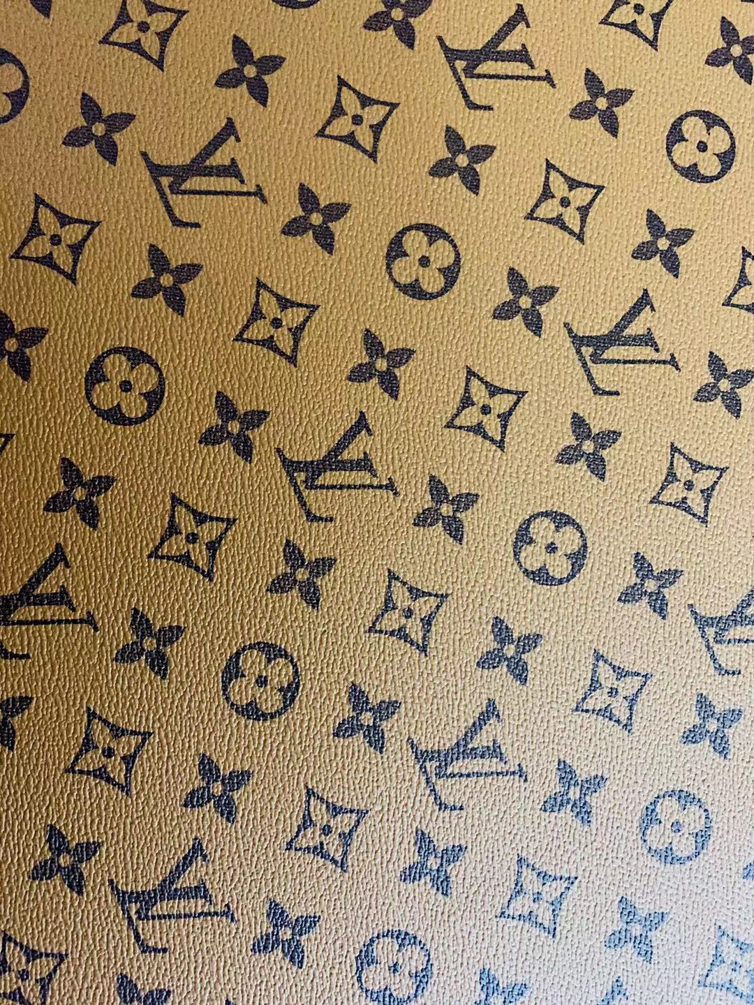 Classic LV vinyl crafting leather fabric For Handmade Shoes,Furniture ,Bike ,Bag and DIY Handicrafts By Yard (Khaki)