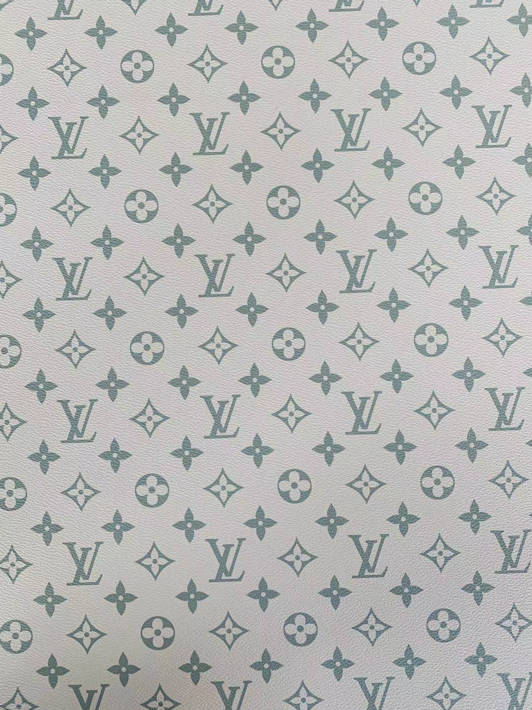 Classic LV vinyl crafting leather fabric For Handmade Shoes,Furniture ,Bike ,Bag and DIY Handicrafts By Yard  (Dark black With green)