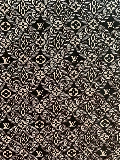 Classic LV 1854 Jacquard Cloth Fabric ,Handmade shoes fabric ,Bag fabric  Handcraft fabric By Yard (Black)