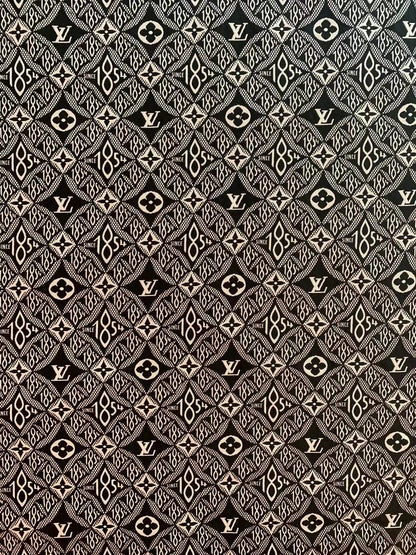 Classic LV 1854 Jacquard Cloth Fabric ,Handmade shoes fabric ,Bag fabric  Handcraft fabric By Yard (Black)