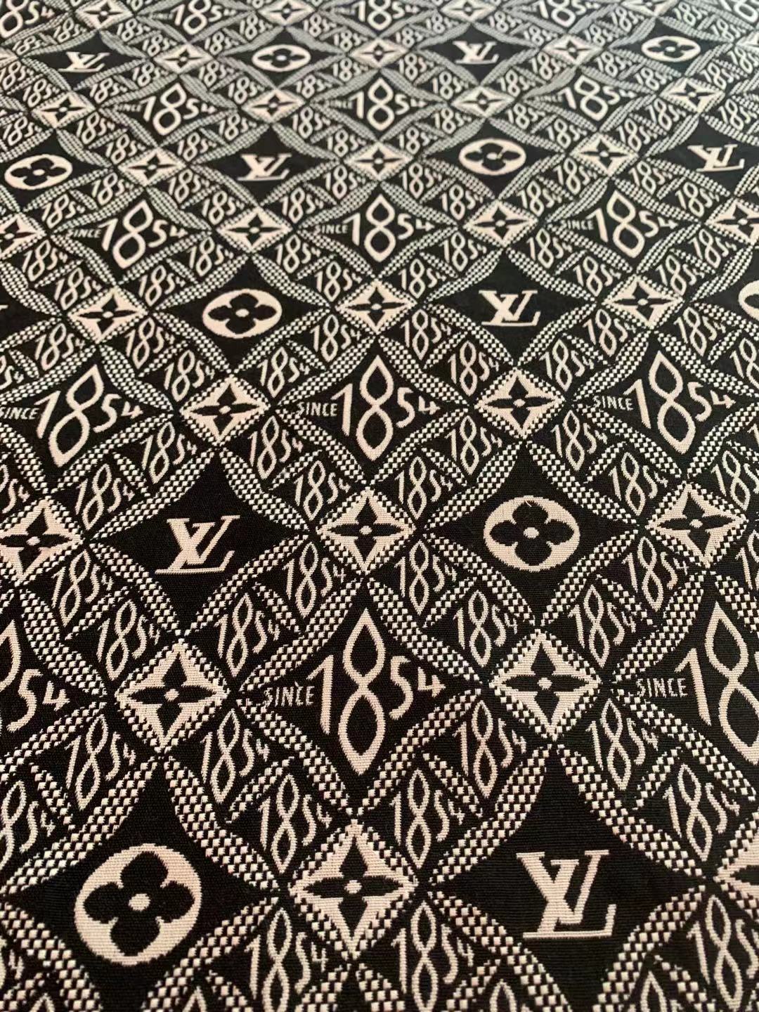 Classic LV 1854 Jacquard Cloth Fabric ,Handmade shoes fabric ,Bag fabric  Handcraft fabric By Yard (Black)