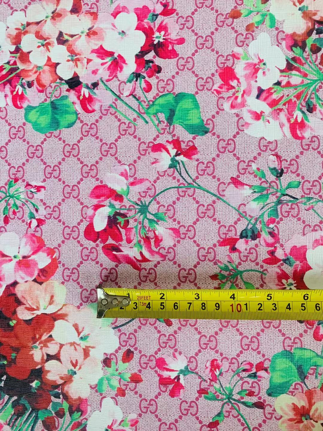 Classic Gucci Leather Case Fabric,Handmade Bag Fabric,Hand-made Shoes Fabric ( Pink Flower )