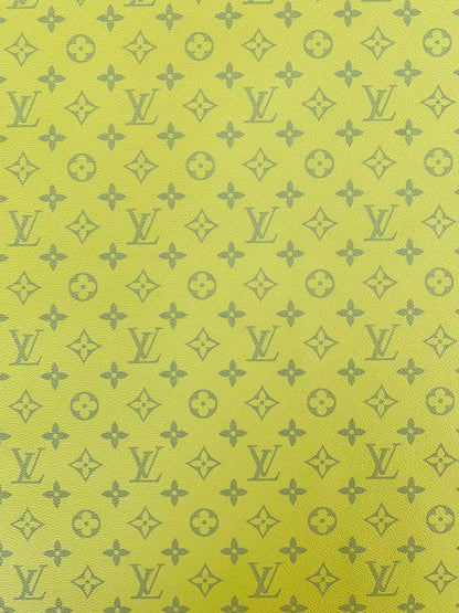 Classic LV crafting leather fabric For Handmade shoes ,bags ,DIY Handicrafts By Yards ( Bright Yellow )