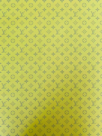 Classic LV crafting leather fabric For Handmade shoes ,bags ,DIY Handicrafts By Yards ( Bright Yellow )