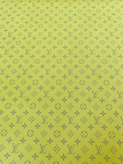 Classic LV crafting leather fabric For Handmade shoes ,bags ,DIY Handicrafts By Yards ( Bright Yellow )