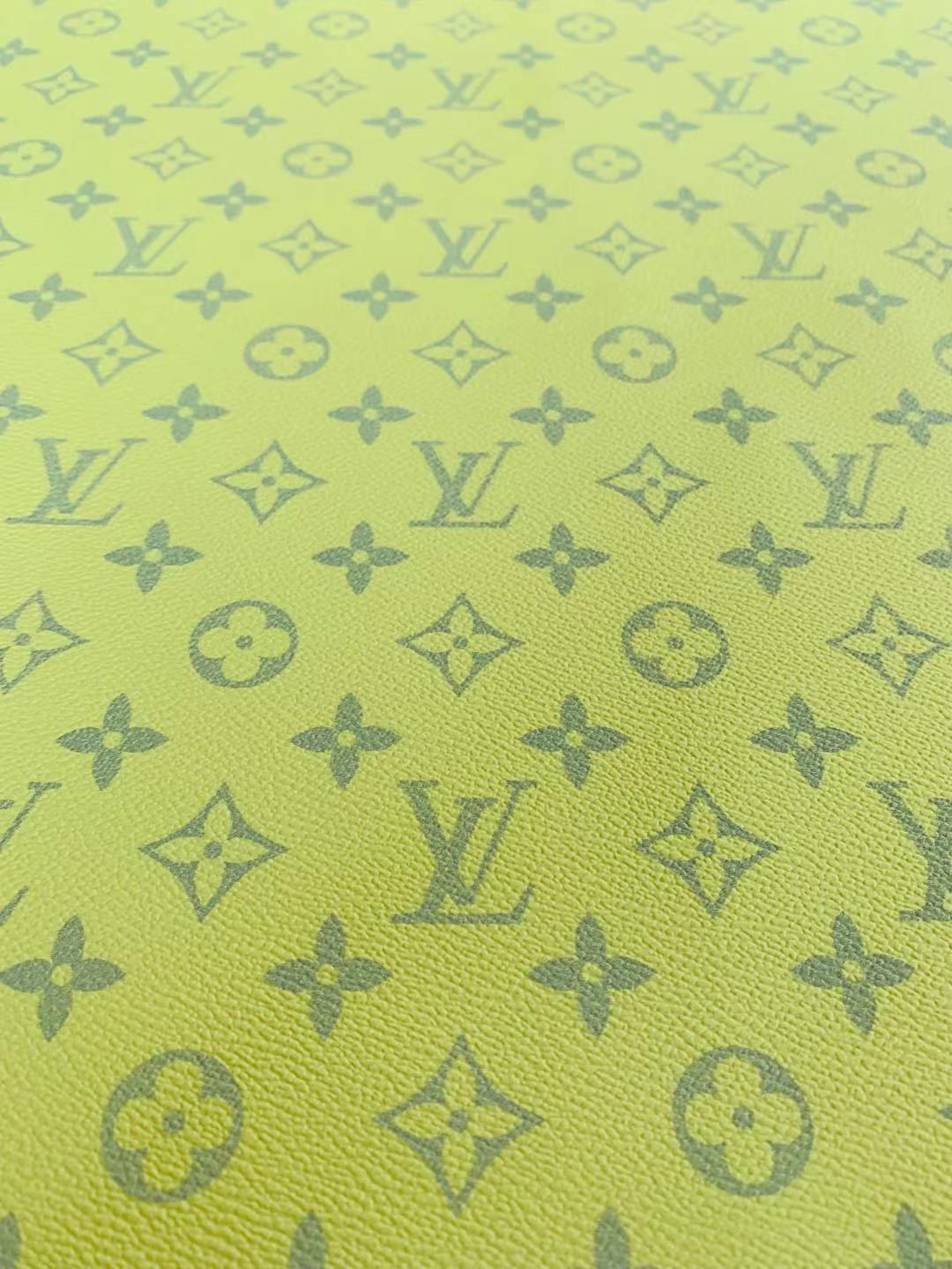 Classic LV crafting leather fabric For Handmade shoes ,bags ,DIY Handicrafts By Yards ( Bright Yellow )