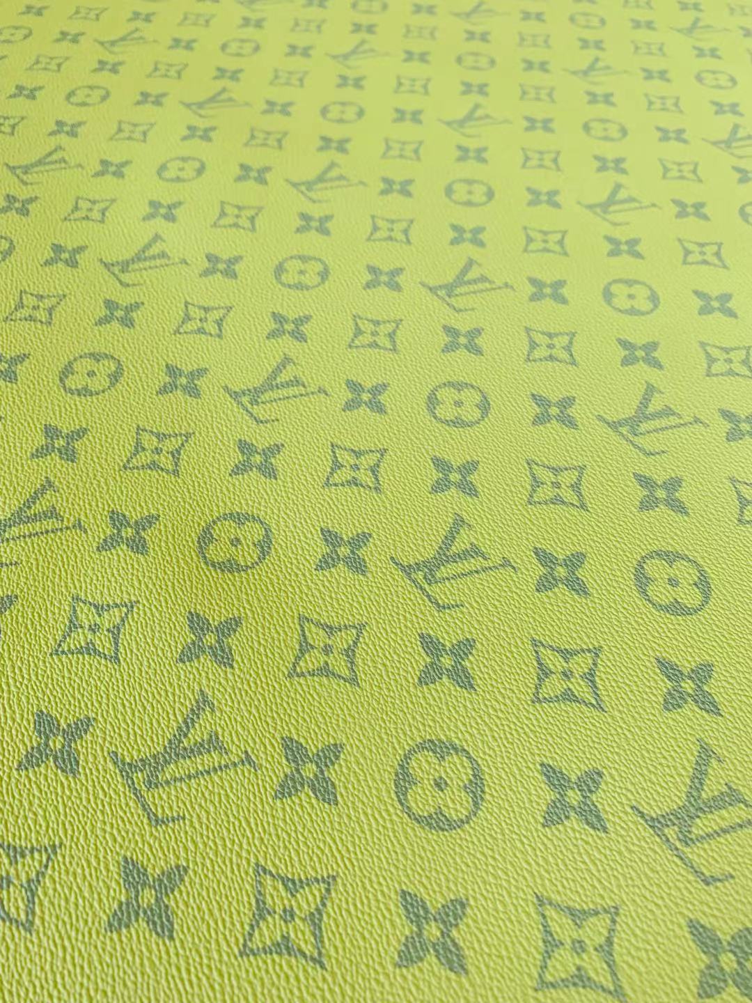 Classic LV crafting leather fabric For Handmade shoes ,bags ,DIY Handicrafts By Yards ( Bright Yellow )