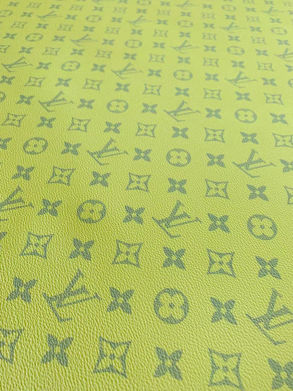 Classic LV crafting leather fabric For Handmade shoes ,bags ,DIY Handicrafts By Yards ( Bright Yellow )