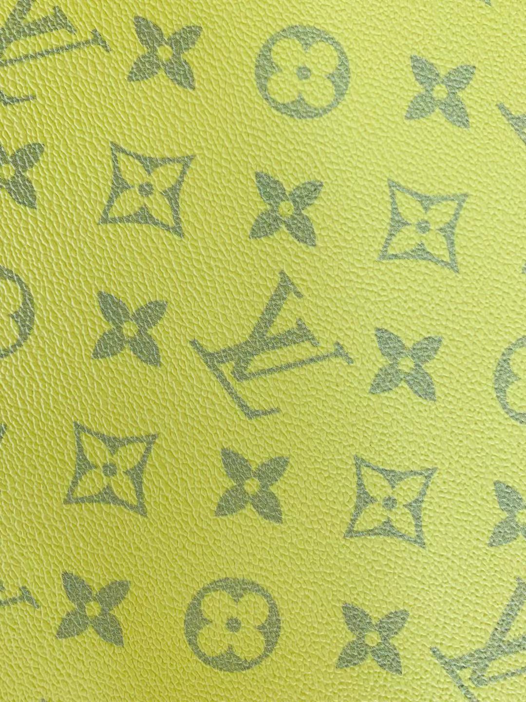 Classic LV crafting leather fabric For Handmade shoes ,bags ,DIY Handicrafts By Yards ( Bright Yellow )