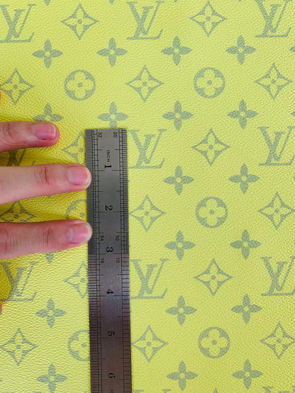 Classic LV crafting leather fabric For Handmade shoes ,bags ,DIY Handicrafts By Yards ( Bright Yellow )