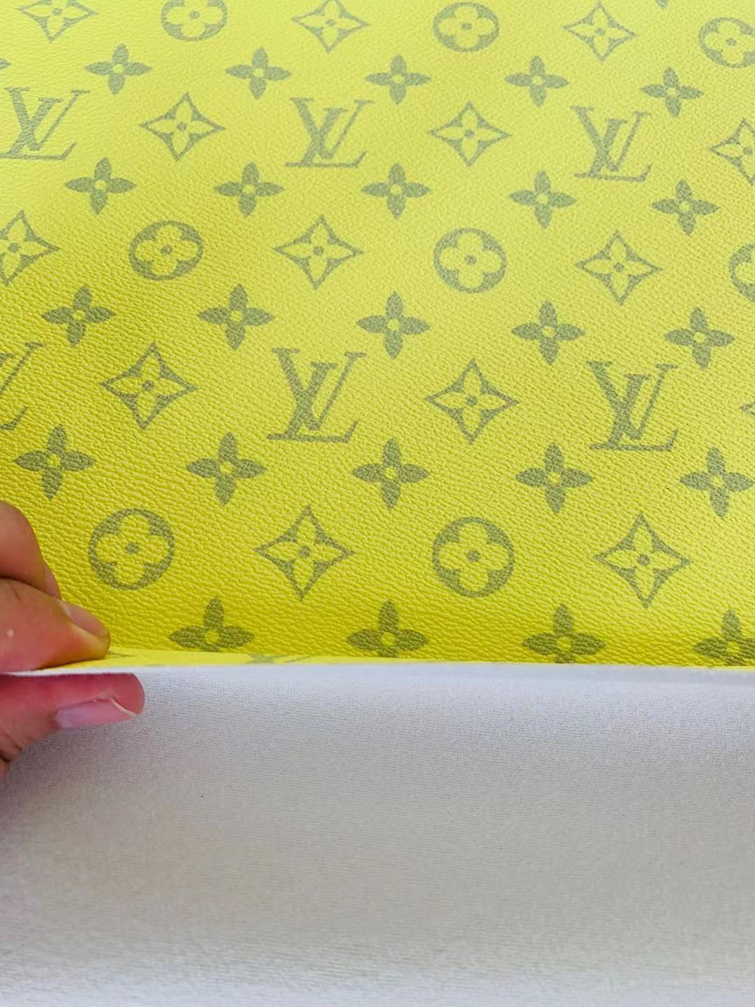 Classic LV crafting leather fabric For Handmade shoes ,bags ,DIY Handicrafts By Yards ( Bright Yellow )