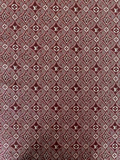 Classic LV 1854 Jacquard Canvas Cloth Fabric ,Handmade shoes fabric ,Bag Fabric Handcraft fabric By Yard (Red)