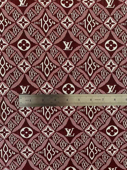 Classic LV 1854 Jacquard Canvas Cloth Fabric ,Handmade shoes fabric ,Bag Fabric Handcraft fabric By Yard (Red)