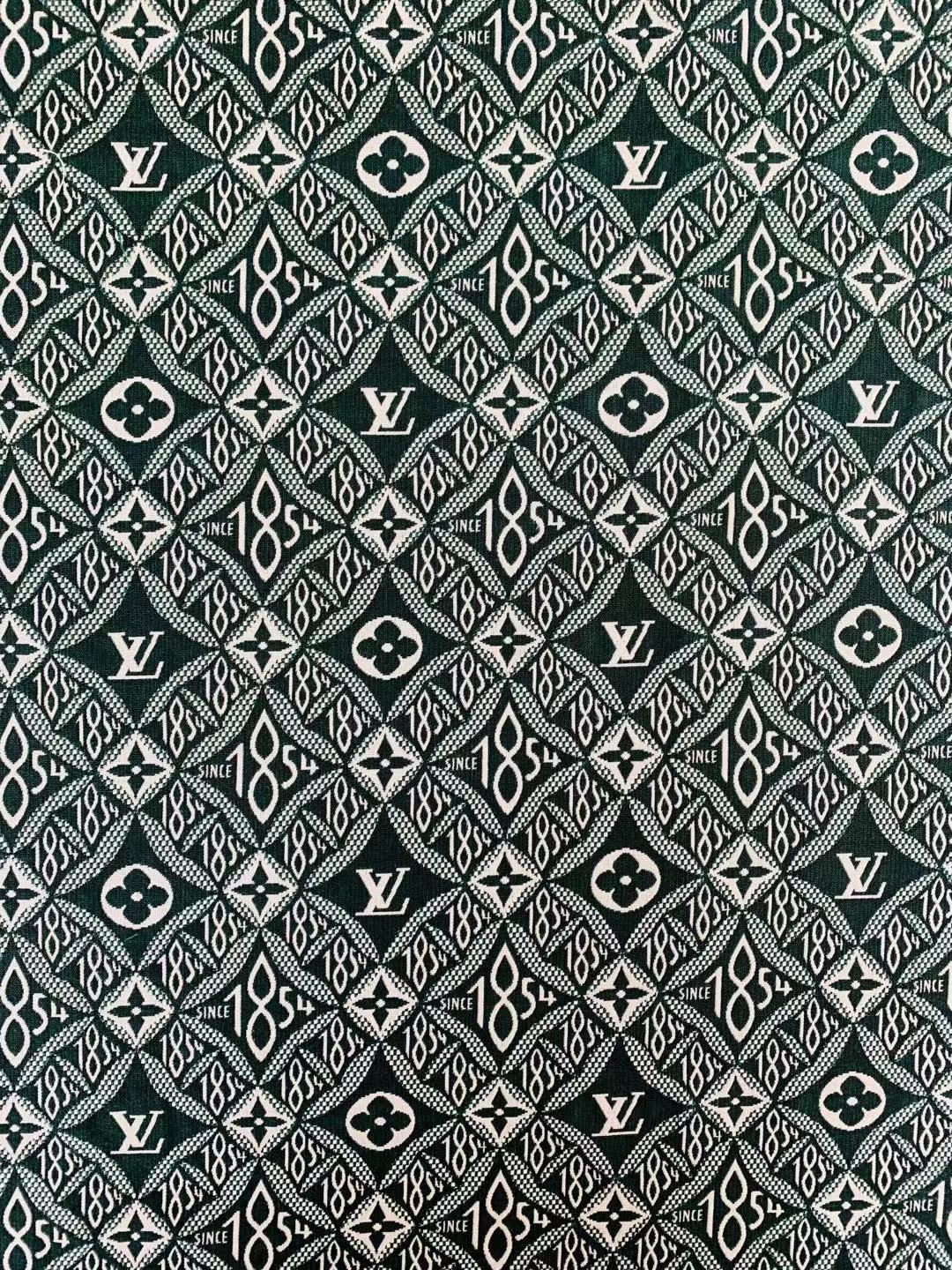 Classic LV 1854 Jacquard Canvas Cloth Fabric ,Handmade shoes fabric ,clothing fabric Handcraft fabric By Yard (Green)