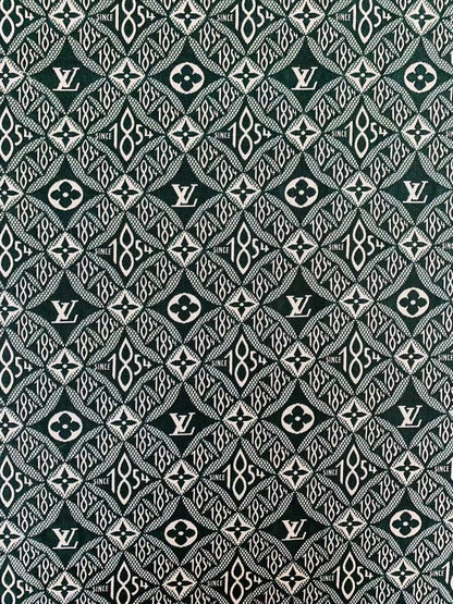 Classic LV 1854 Jacquard Canvas Cloth Fabric ,Handmade shoes fabric ,clothing fabric Handcraft fabric By Yard (Green)