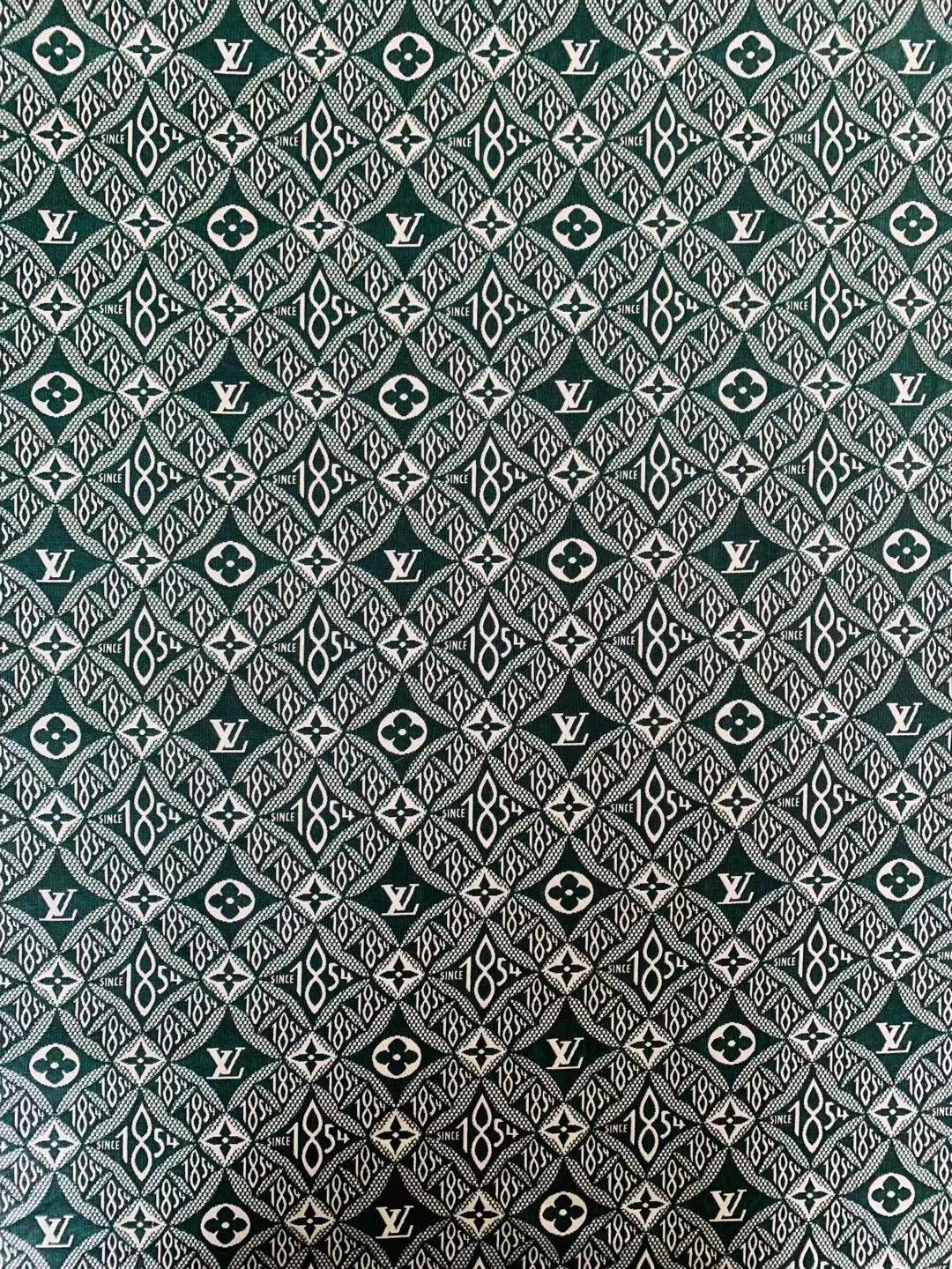 Classic LV 1854 Jacquard Canvas Cloth Fabric ,Handmade shoes fabric ,clothing fabric Handcraft fabric By Yard (Green)