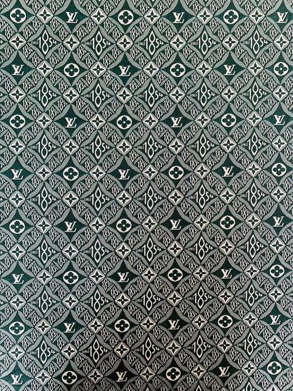 Classic LV 1854 Jacquard Canvas Cloth Fabric ,Handmade shoes fabric ,clothing fabric Handcraft fabric By Yard (Green)