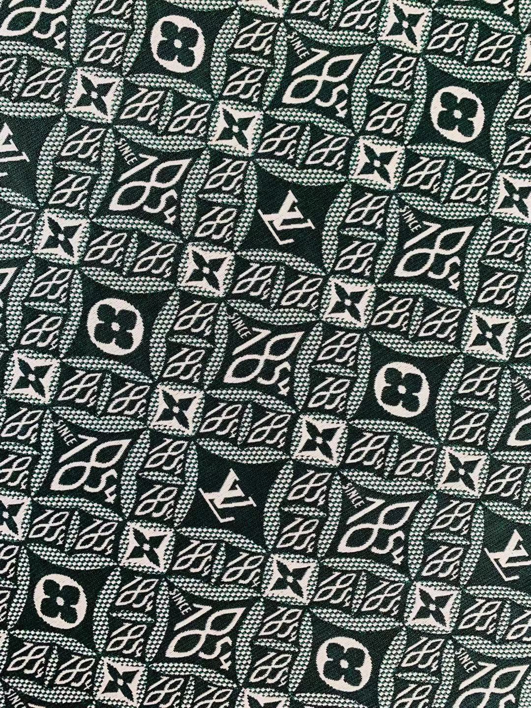 Classic LV 1854 Jacquard Canvas Cloth Fabric ,Handmade shoes fabric ,clothing fabric Handcraft fabric By Yard (Green)