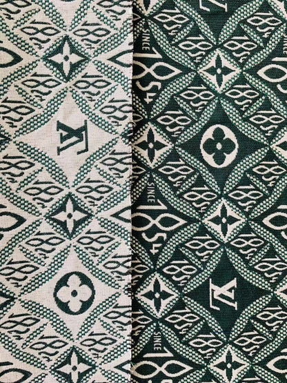 Classic LV 1854 Jacquard Canvas Cloth Fabric ,Handmade shoes fabric ,clothing fabric Handcraft fabric By Yard (Green)