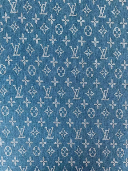 Fashion LV Wash Denim Woven Jacquard fabric ,Jean Fabric For Handmade Goods By Yard ( Wathet )