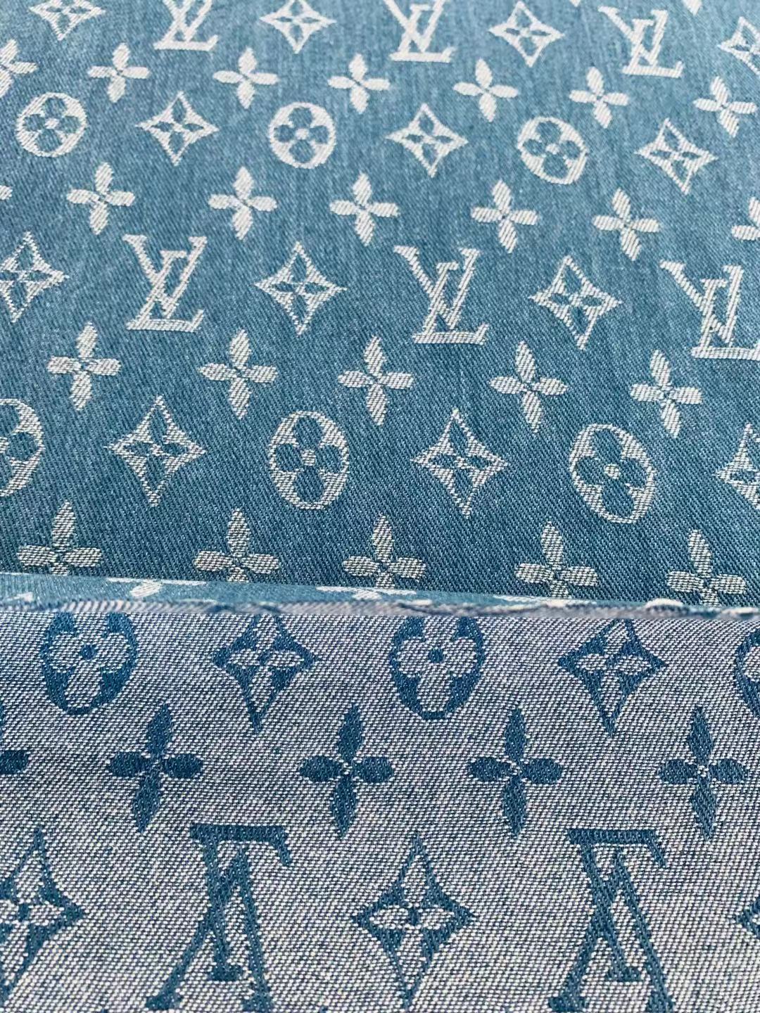 Fashion LV Wash Denim Woven Jacquard fabric ,Jean Fabric For Handmade Goods By Yard ( Wathet )