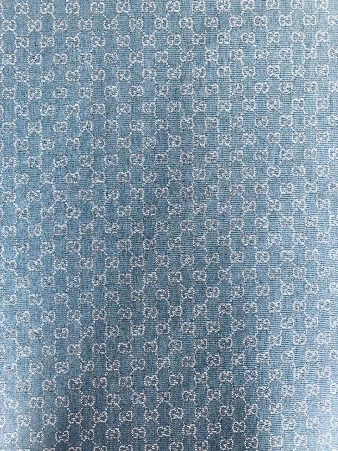 Classic Gucci Wash Denim Woven Jacquard fabric , Jean fabric For Handmade Goods By Yard ( Wathet )