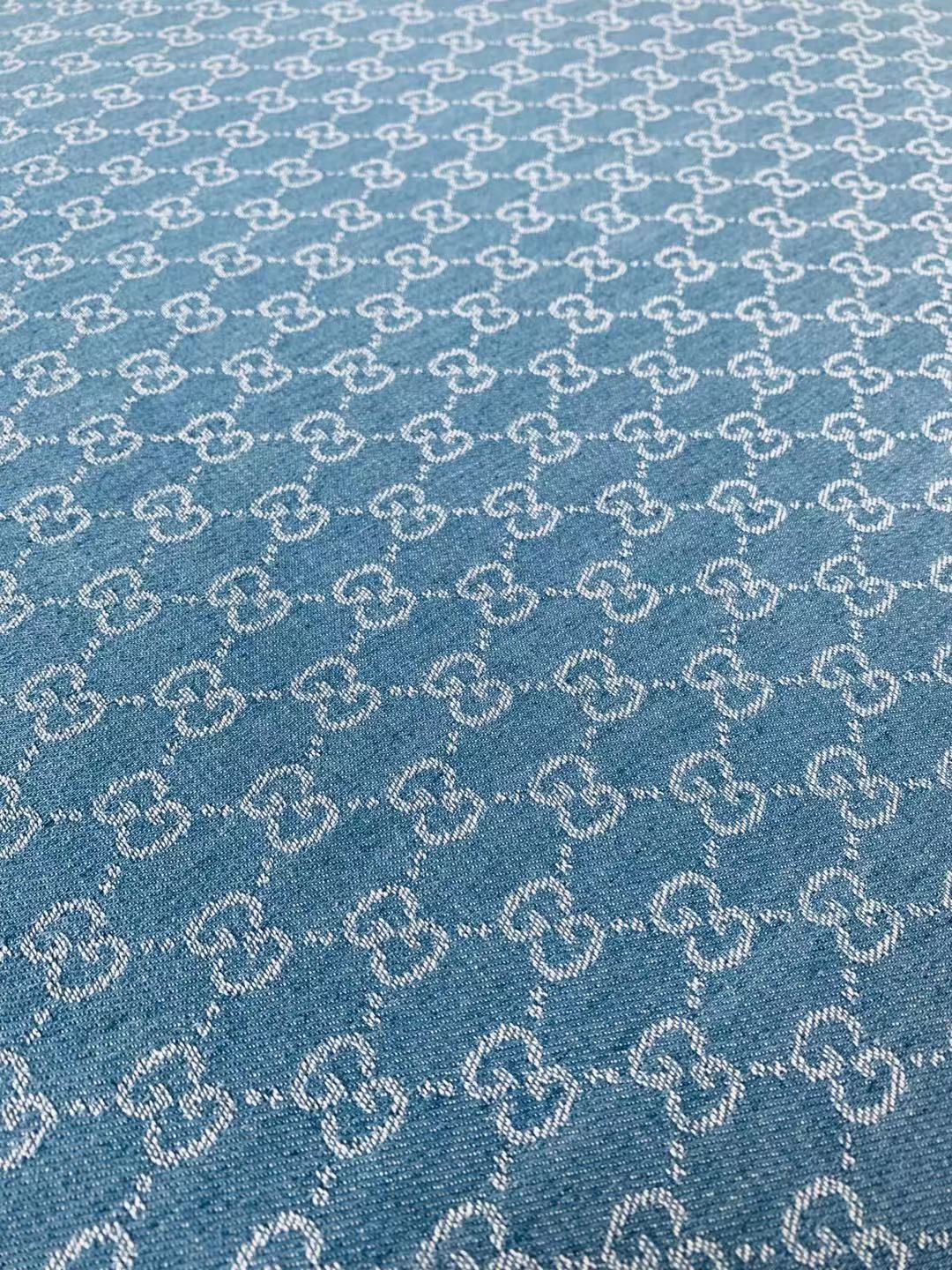 Classic Gucci Wash Denim Woven Jacquard fabric , Jean fabric For Handmade Goods By Yard ( Wathet )