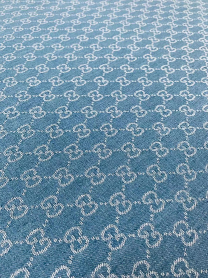 Classic Gucci Wash Denim Woven Jacquard fabric , Jean fabric For Handmade Goods By Yard ( Wathet )