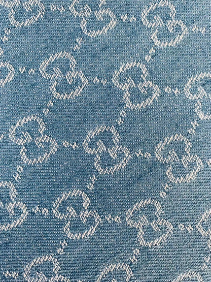 Classic Gucci Wash Denim Woven Jacquard fabric , Jean fabric For Handmade Goods By Yard ( Wathet )