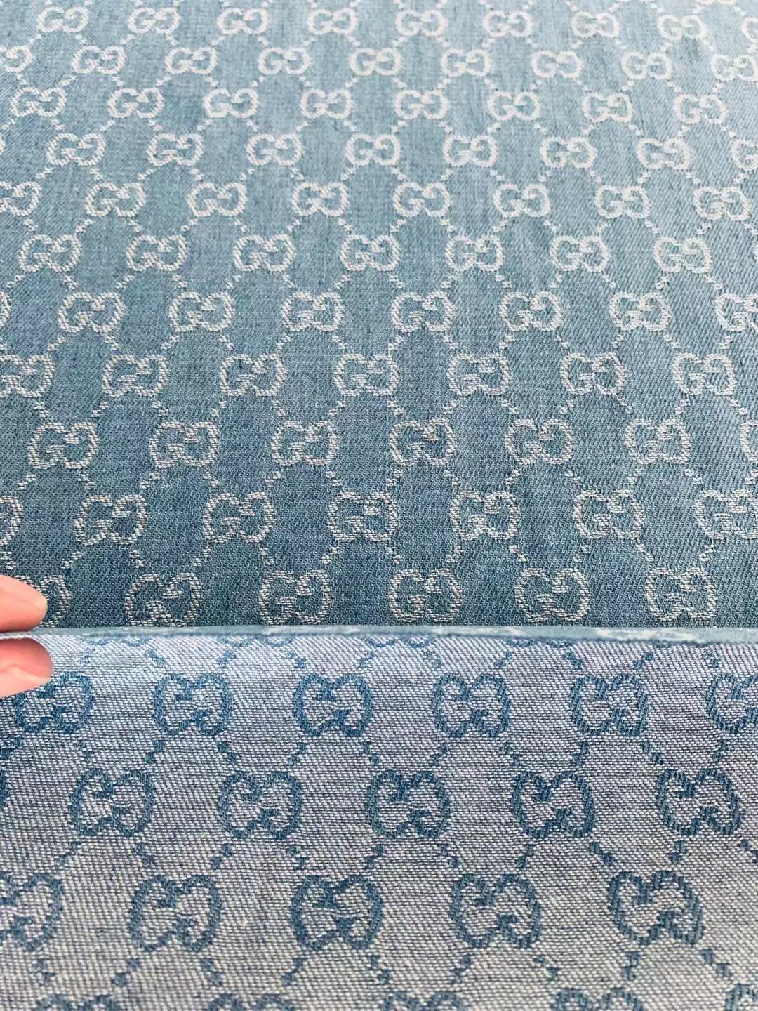 Classic Gucci Wash Denim Woven Jacquard fabric , Jean fabric For Handmade Goods By Yard ( Wathet )