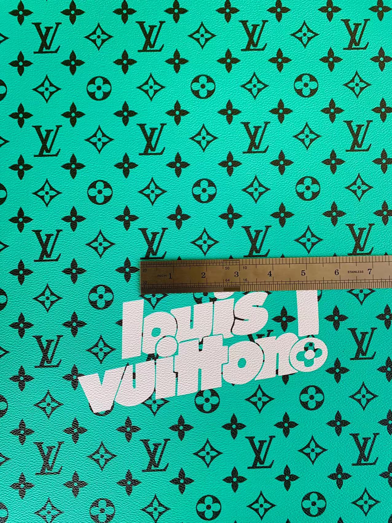 CLASSIC GREEN  BIG LOUIS VUITTON DESIGN LEATHER CASE FABRIC, HANDMADE BAG FABRIC, HAND-MADE SHOES  FABRIC BY YARD