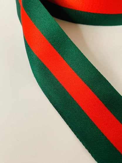 Fashion Gucci 2 inch Strap ,Handmade Striped Ribbon Trim Embroidered For shoes ,Bags ,Handicrafts By Yard (Green with Red )